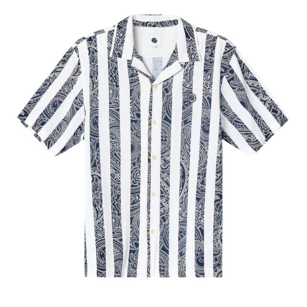 Pretty Green Mens Marshall Regular Short-Sleeved Shirt / Navy
